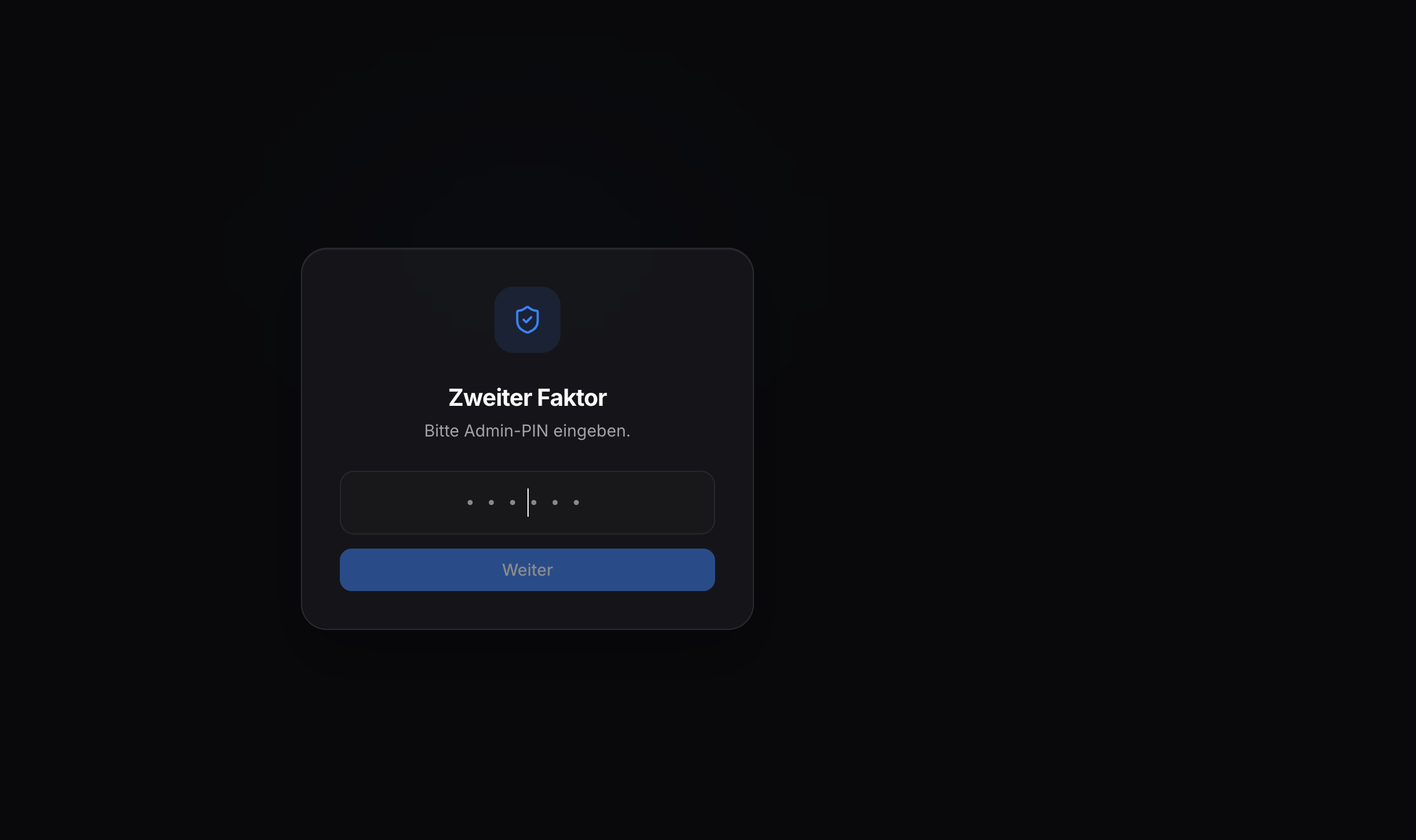 PIN / second-factor screen